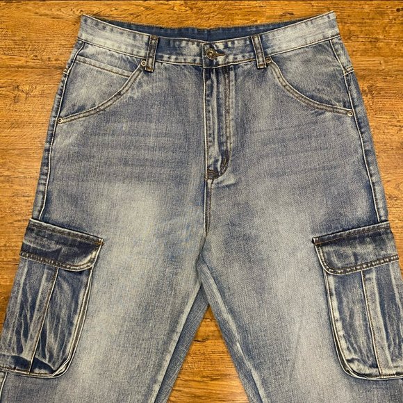 Vintage Y2K Play Bigg Blue Baggy Cargo Skater Jnco Style Denim Jeans Men's 36x32 - Picture 3 of 11